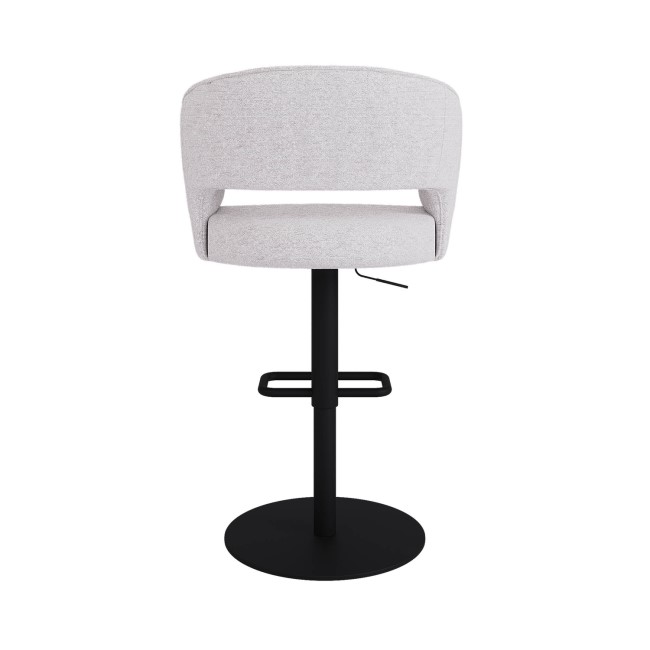 Curved Beige Boucle Adjustable Swivel Barstool with Black Metal Base - Runa