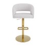 Curved Beige Boucle Adjustable Swivel Barstool with Gold Base - Runa