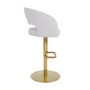 Curved Beige Boucle Adjustable Swivel Barstool with Gold Base - Runa