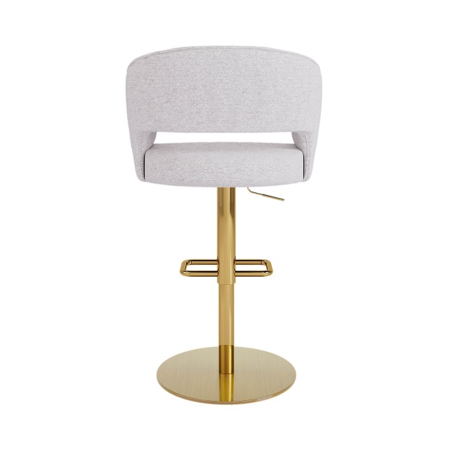 Set of 3 Curved Beige Boucle Adjustable Swivel Barstools with Gold Base - Runa