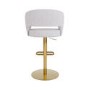 Curved Beige Boucle Adjustable Swivel Barstool with Gold Base - Runa