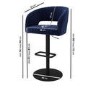 Curved Navy Blue Fabric Adjustable Swivel Barstool with Black Base - Runa