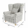 ALMOST PERFECT - Grey Tartan Fabric Wingback Armchair - Rupert