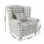 Grey Tartan Fabric High Back Armchair - Rupert