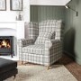 ALMOST PERFECT - Grey Tartan Fabric Wingback Armchair - Rupert