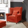 Burnt Orange Velvet High Back Armchair - Rupert