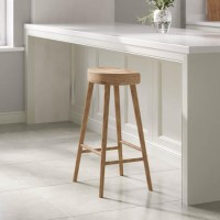 Solid Weathered Oak Kitchen Counter Stool - 70cm - Rayne