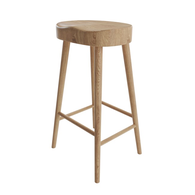 Solid Weathered Oak Kitchen Counter Stool - 70cm - Rayne