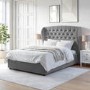 Grey Velvet Double Ottoman Bed with Winged Headboard - Safina