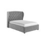 Grey Velvet Double Ottoman Bed with Winged Headboard - Safina