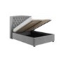 Grey Velvet Double Ottoman Bed with Winged Headboard - Safina