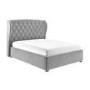 Grey Velvet Double Ottoman Bed with Winged Headboard - Safina