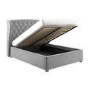 Grey Velvet Double Ottoman Bed with Winged Headboard - Safina