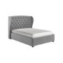 Grey Velvet King Size Ottoman Bed with Winged Headboard - Safina