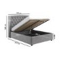 Grey Velvet King Size Ottoman Bed with Winged Headboard - Safina