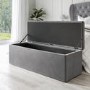 Ottoman Storage Blanket Box in Grey Velvet - Safina