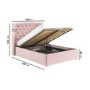 Pink Velvet Double Ottoman Bed with Winged Headboard - Safina