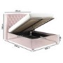 Pink Velvet King Size Ottoman Bed with Winged Headboard - Safina