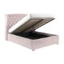 Pink Velvet King Size Ottoman Bed with Winged Headboard - Safina