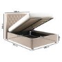 Beige Velvet Double Ottoman Bed with Winged Headboard - Safina