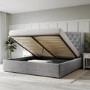 Grey Velvet Super King Ottoman Bed with Winged Headboard - Safina