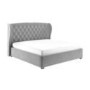 Grey Velvet Super King Ottoman Bed with Winged Headboard - Safina