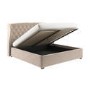 Beige Velvet Super King Ottoman Bed with Winged Headboard - Safina