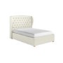 Cream Fabric Double Ottoman Bed with Winged Headboard - Safina