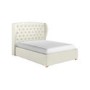 Cream Fabric King Size Ottoman Bed with Winged Headboard - Safina