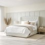 Cream Fabric King Size Ottoman Bed with Winged Headboard - Safina