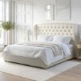 Cream Fabric Super King Ottoman Bed with Winged Headboard - Safina