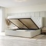 Cream Fabric Super King Ottoman Bed with Winged Headboard - Safina