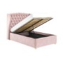 Pink Velvet Small Double Ottoman Bed with Winged Headboard - Safina