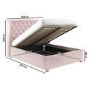 Pink Velvet Small Double Ottoman Bed with Blanket Box - Safina