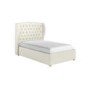 Cream Fabric Small Double Ottoman Bed with Winged Headboard - Safina