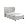 Grey Fabric Double Ottoman Bed with Winged Headboard - Safina