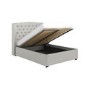 Grey Fabric King Size Ottoman Bed with Winged Headboard - Safina