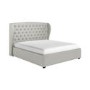 Grey Fabric Super King Ottoman Bed with Winged Headboard - Safina