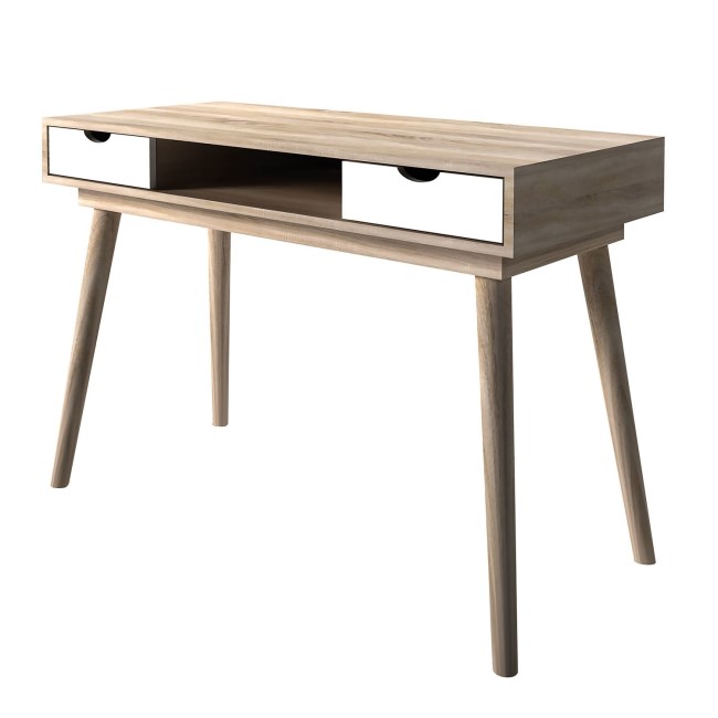 Oak Effect Desk with White Drawers - LPD