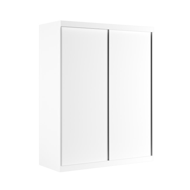 White Sliding Door Double Wardrobe with Shelves - Sidney