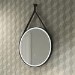 Sensio Nova Round Heated Bathroom Mirror with Lights & Black Leather Strap 600mm