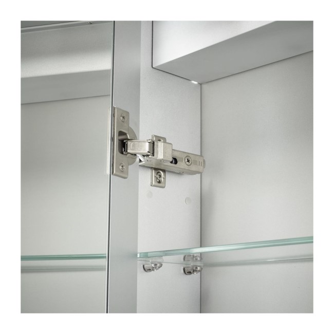 Double Door Sensio Ainsley Chrome Mirrored Bathroom Cabinet with Lights & Bluetooth Speaker 664 x 700mm