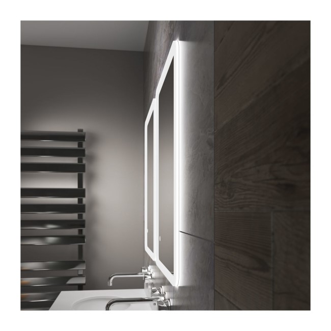 Sensio Libra Rectangular Heated Bathroom Mirror with Lights Ultra Slim 500 x 390mm