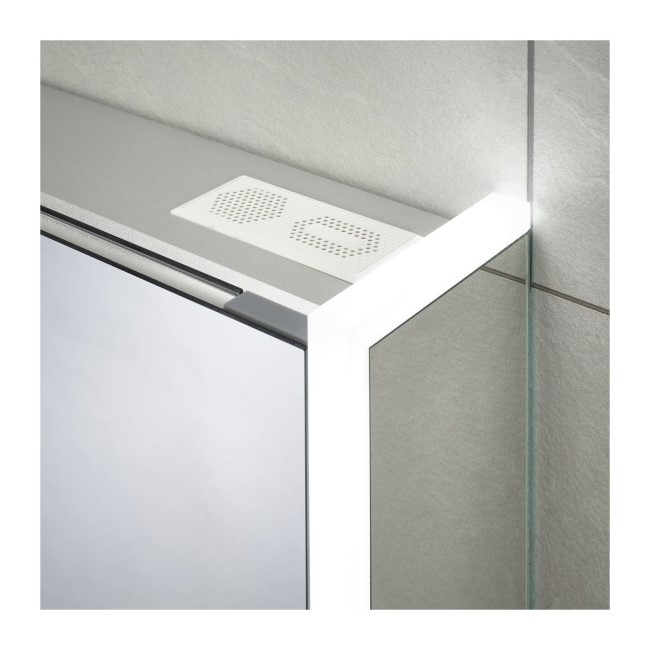 Sensio Ainsley 3 Door Chrome Mirrored Bathroom Cabinet with Lights & Bluetooth Speaker 1200 x 700mm