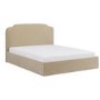 Beige Velvet King Size Ottoman Bed with Scalloped Headboard - Siena