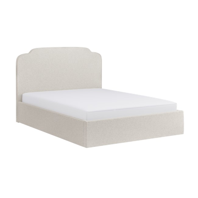 Cream Upholstered Double Ottoman Bed with Scalloped Headboard - Siena