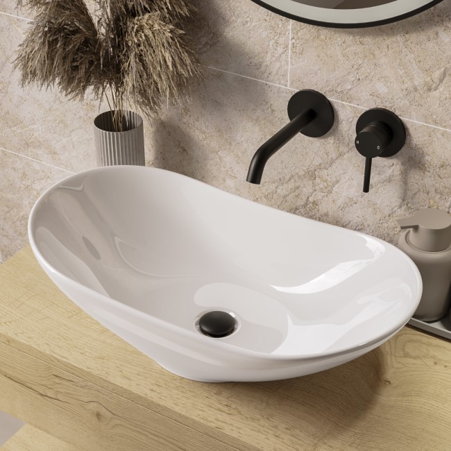 White Oval Countertop Basin 615mm - Shell