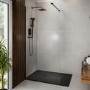 1700x800mm Stone Resin Black Slate Effect  Rectangular Shower Tray with Grate - Siltei