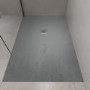 1000x800mm Stone Resin Grey Slate Effect Rectangular Shower Tray with Grate - Siltei