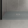 1000x800mm Stone Resin Grey Slate Effect Rectangular Shower Tray with Grate - Siltei